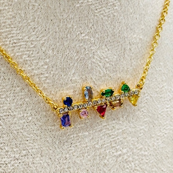 Kurt Geiger Multicolor Gem Gold Necklace - Picture 2 of 3
